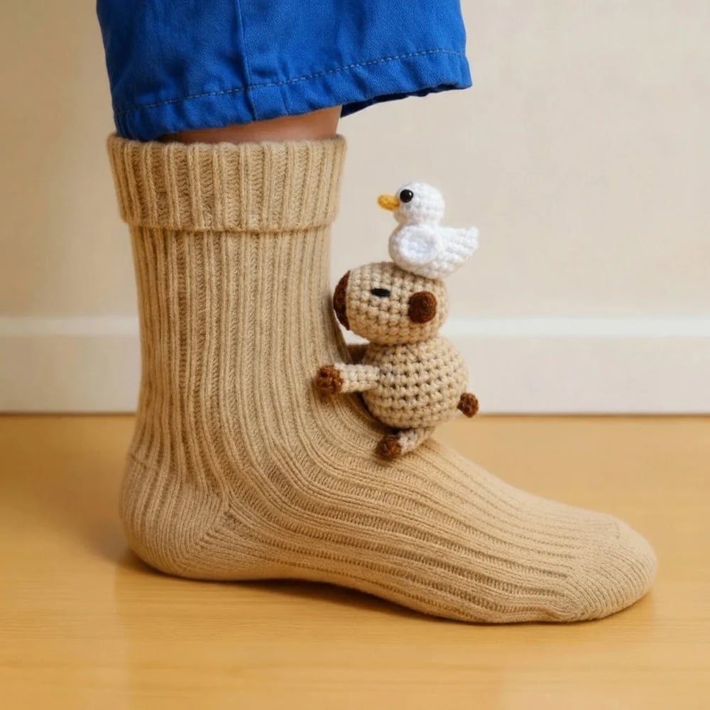 Cozy Animal Knit Socks