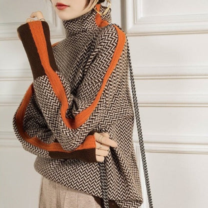 Malou™ | High Neck Jumper with Striking Contrast Stripes