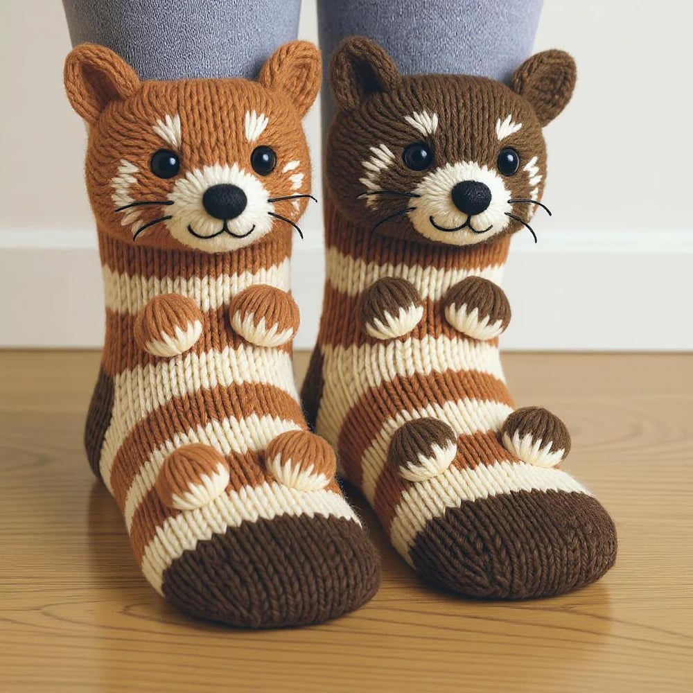 Cozy Animal Knit Socks