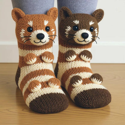 Cozy Animal Knit Socks