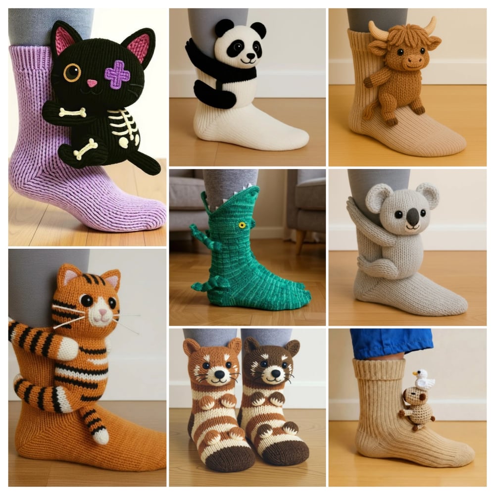 Cozy Animal Knit Socks