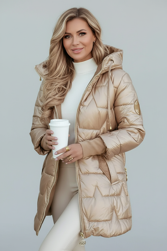 Olivia | Long Quilted Hooded Coat